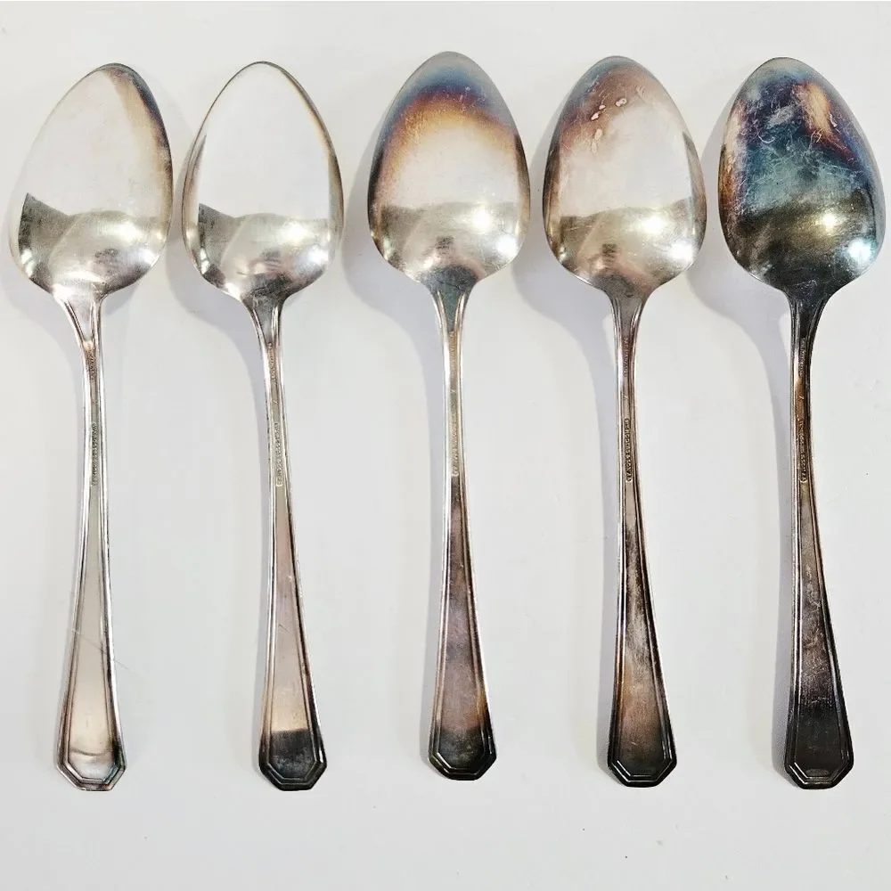 Antique WM Rogers & Son AA Silver Plated 1923 Mayfair Pattern Spoon Set of Five